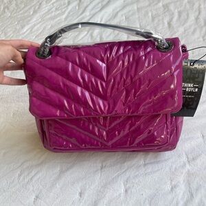 Think Roylyn Front Flap Puffer Shoulder Bag Fuschia | NWT